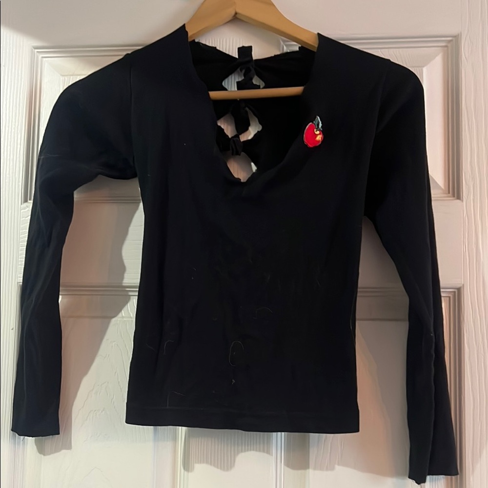 Vlone Long Sleeve Top with Red Apple Detail tie back